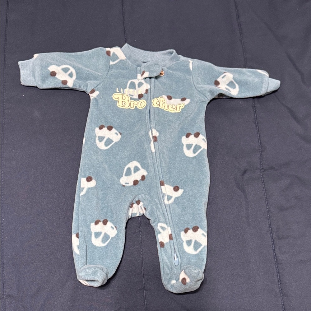 Carter's Blue Little Brother Car Print Footie